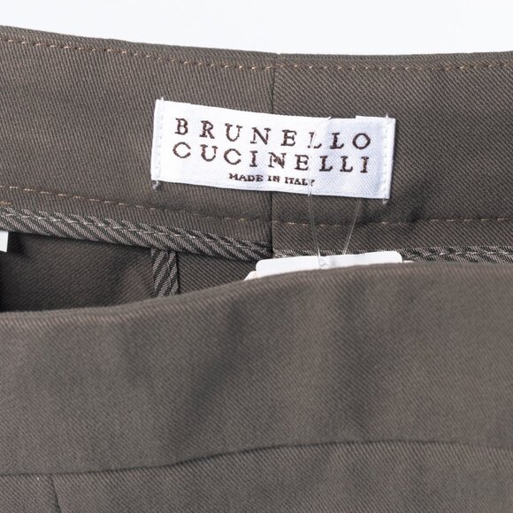 Brunello Cucinelli Taupe Grey Cotton-Twill Leggings - Picture 7 of 10